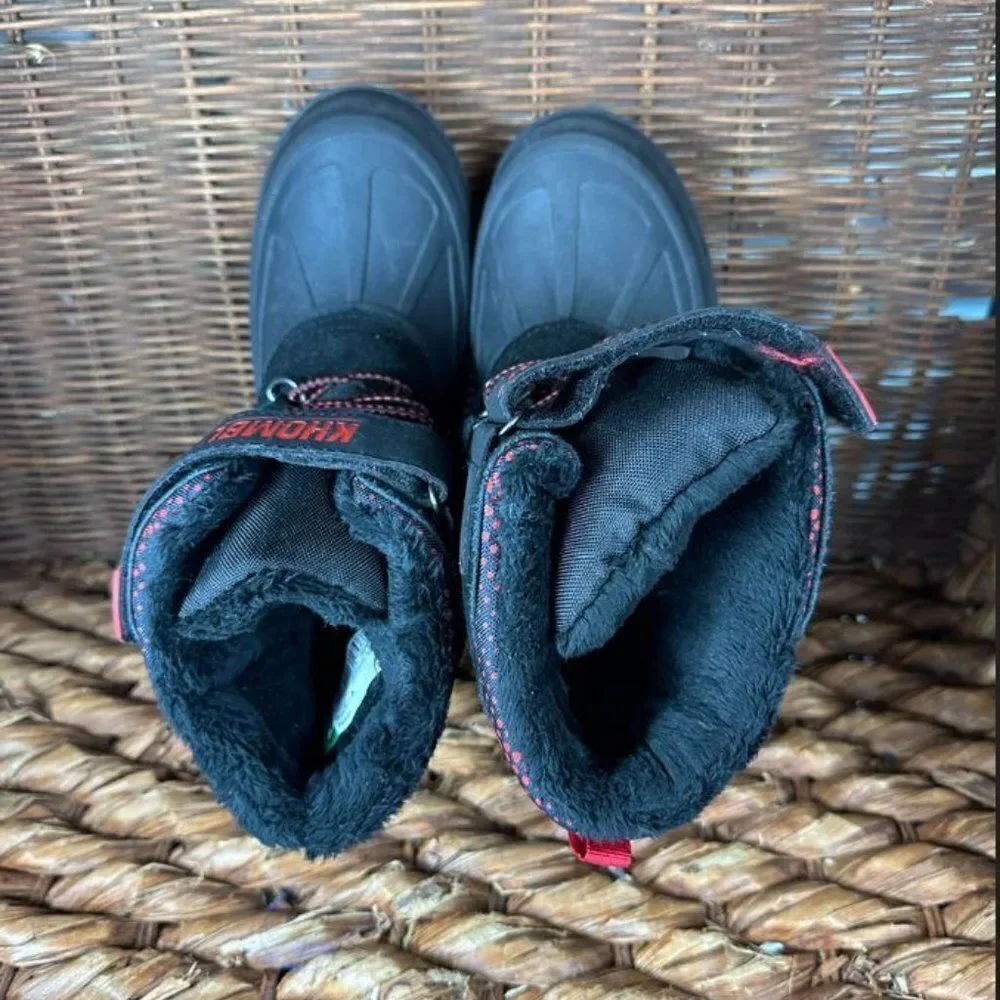 KHOMBU Hickory‎ Kids Size 4M Pink Duck Shoes Black Mid Calf Toddler Winter Boots